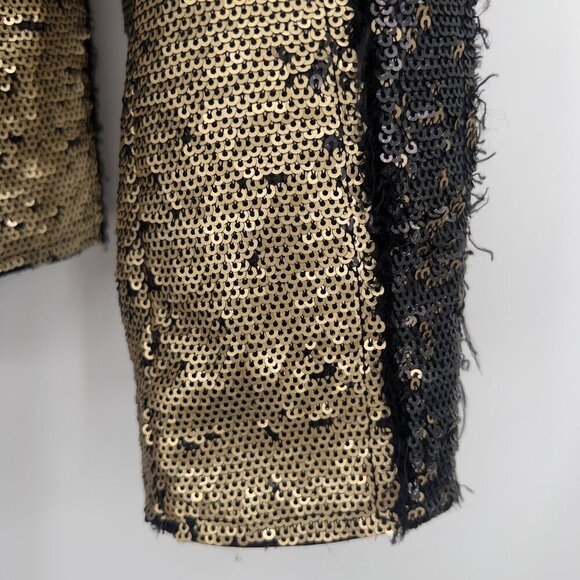 Faith Connexion Gold & Black Sequin Moto Jacket - Size S - Picture 4 of 10